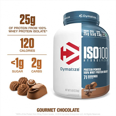 Dymatize Nutrition ISO 100 Whey Protein Isolate Powder - 2.26 kg (Gourmet Chocolate)