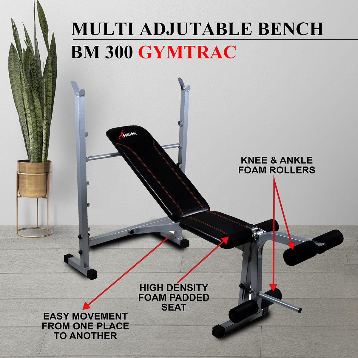 GYMTRAC BM 300 MULTI WEIGHT BENCH WITH STAND