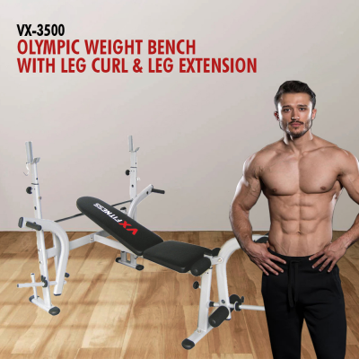 VIVA FITNESS VX 3500 OLYMPIC WEIGHT BENCH WITH LEG CURL & LEG EXTENSION