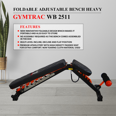 GYMTRAC WB 2511 FOLDABLE ADJUSTABLE BENCH HEAVY