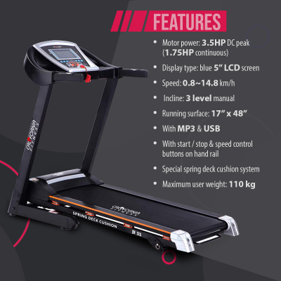 CALIFORNIA/JORDAN FITNESS JF 33 MOTORISED TREADMILL