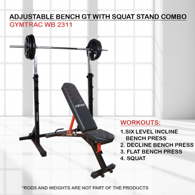 GYMTRAC WB 2311 ADJUSTABLE BENCH GT WITH SQUAT STAND COMBO